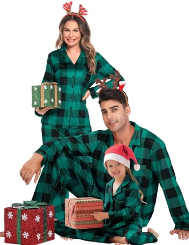 SWOMOG Matching Family Christmas Pajamas Set Long Sleeve Festival Party Pj Set Button-Down Sleepwear2