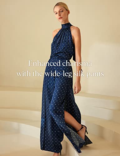 LilySilk Womens Silk Pants with Split Trouser Legs High-Waisted Lightweight Dressy Pants2