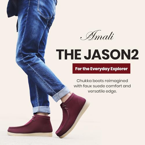 Image of Amali Casual Chukka Boots for Men, High-Top, Lace Up Suede Men's Shoes, Desert Boots with Crepe Rubber Sole