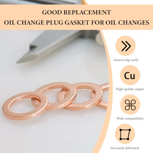 Image of 10 PCS Oil Drain Plug Gasket, 14mm Copper Engine Oil Crush Washers OEM PN Part 007603-014106, Automotive Sealing Drain Plug Gaskets Seals Kit Replacement, Car Accessories