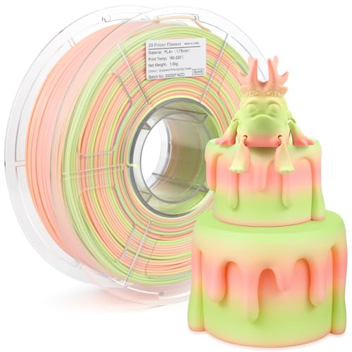 Image of iSANMATE PLA 3D Printer Filament, PLA Plus Filament 1.75mm, Fast Change Multicolor Rainbow PLA Filament, Pink, Candy Green 3D Printing Filament 1KG /2.2lb