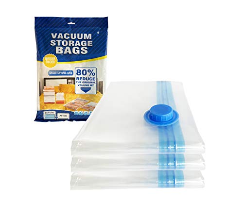 3 Pack Large Vacuum Storage Bags Premium Reusable Vacuum Sealed Storage Bags 3 Large (32x24) Space Saving Storage Bags for Clothes, comforters and Bedding (3, Large)