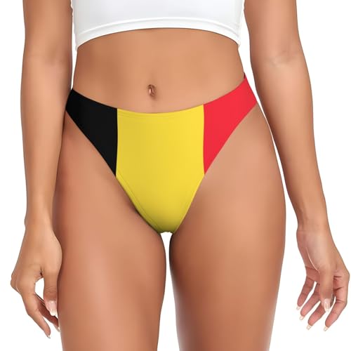 WBQLSL Tanga de mujer con estampado de bandera de Bélgica, lencería sexy, bragas de bikini, Negro, L