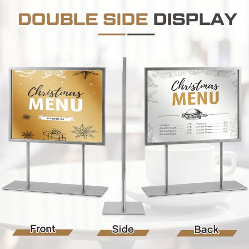 Image of Zhengmy 1 Tabletop Sign Holder, 11 inch w X 8.5 inch h - Landscape, Silver