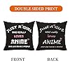 Anime Lover Gifts for Girls Two Sided Throw Pillow Cover - Just A Girl Who Really Loves Anime 18"x 18"(Black) - Image 2