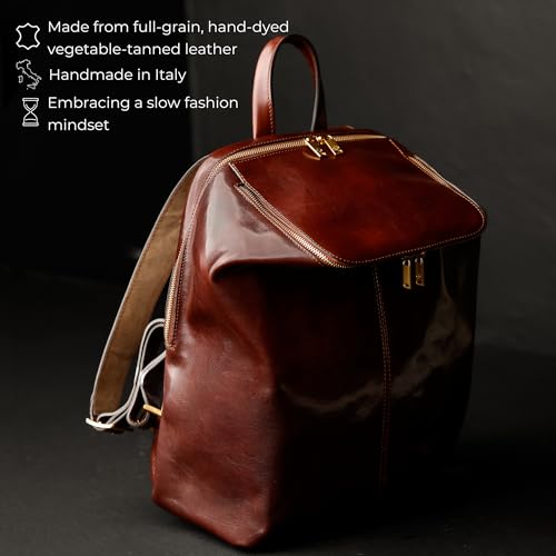 Image of Time Resistance Leather Backpack - Unisex Business Rucksack Laptop Bag for Bag and Women (Brown)