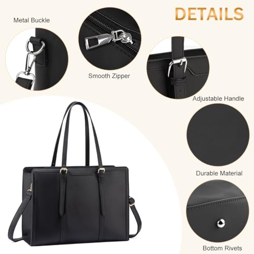 Image of PALAY Tote Bag for Woman 15.6 inches Laptop Tote Bags PU Leather Business Briefcase Shoulder Bag Commuting Handbag Crossbody Bags for Women