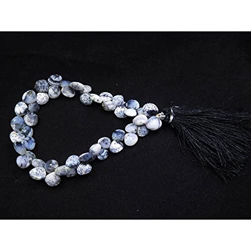 Briolette cœur opale dendritique facettée 8 INCHES de pierres