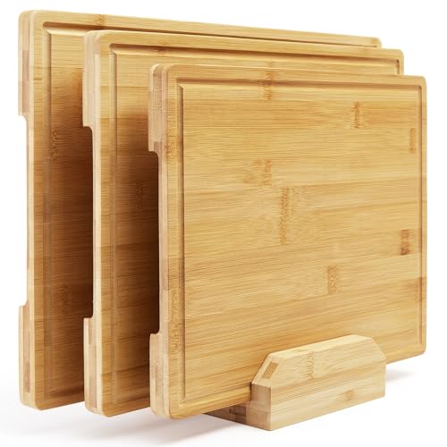 Set de 3 tablas de cortar de bambú con soporte miniatura 1