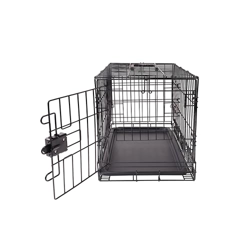 Amazon Basics Zusammenklappbarer Hundekäfig aus Metalldraht mit Bodenschale, Einzeltür, schwarz, L 56 x B 33 x H 40 cm