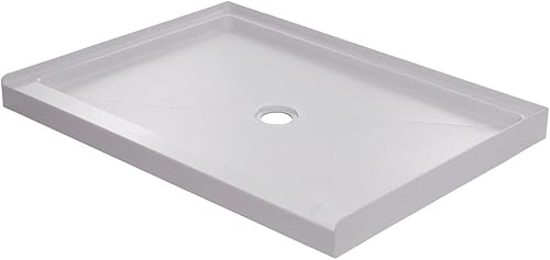 PROFLO PFSBA3634 Hammond - Base de ducha rectangular de 36 x 34 pulgadas con umbral único y drenaje central, color blanco