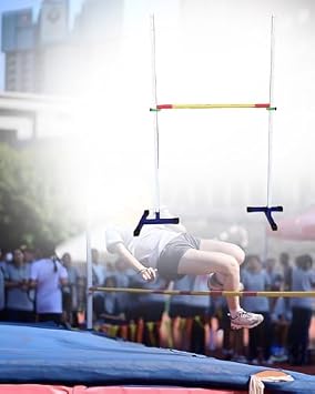 Lightweight Track and Field High Jump Standards, 6.6ft Fiberglass Cross Bars, Metal Training Equipment for Middle School