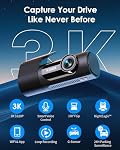 KAWA Dash Cam 3K, Mini Front Dash Camera for Cars, Smart Voice Control, 1620P QHD, Built in WiFi, 24H Parking Mode, Loop Recording, G-Sensor, Night Vision, iOS/Android Mobile App, Support 256GB Max