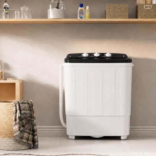 Image of Portable Washing Machine,25.3 lbs Capacity,Washer and Dryer Combo Machine for Homes & Apartments,Twin Tub Laundry Washer with Spin Cycle, BLACK