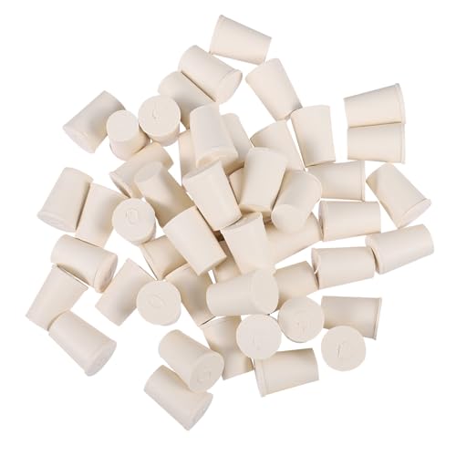 jojofuny Bouchons en Caoutchouc Blanc Solides Étanchéité 50 Pièces Faciles à Utiliser pour Tubes à Essais et Bocaux pour Laboratoire Scientifique