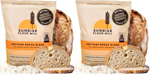 Image of Sunrise Flour Mill Heritage Organic Bread Flour Blend - 5 lbs | Organic Unbleached Bread Flour Easy to Digest with Less Bloating | High Protein, Superior Baking | Smooth, Nutty Flavor (Pack of 2)