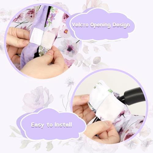 Image of Baby Car Seat Cover, Soft Minky Warm Winter Car Seat Canopy for Infants & Toddlers, Opening with Adjustable Strap, Breathable Nursing Cover & Stroller Blanket, Purple Flowers (Fits Most Car Seats)