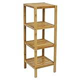 Kinsuite Bamboo Bathroom Shelf 4-Tier Storage Rack Standing Shelf Units for Living Room Bedroom Hall