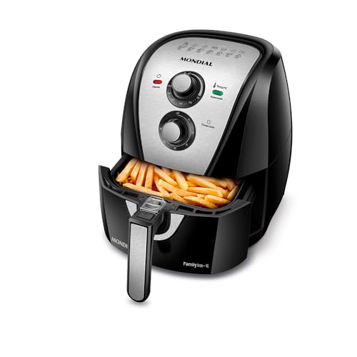 Air fryer Mondial AFN-40-BI em destaque, mostrando seu design compacto e painel manual