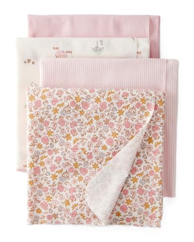 Image of Carter's Baby Unisex Receiving Blankets 4-Pack, Soft Breathable Cotton Swaddle & Stroller Covers Lightweight Nursery Essentials 40 inch x 30 inch (Pink /Ivory /Floral)