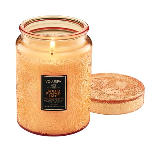Voluspa Spiced Pumpkin Latte Large Scented Candle Jar 18 Oz 100 Hr Burn