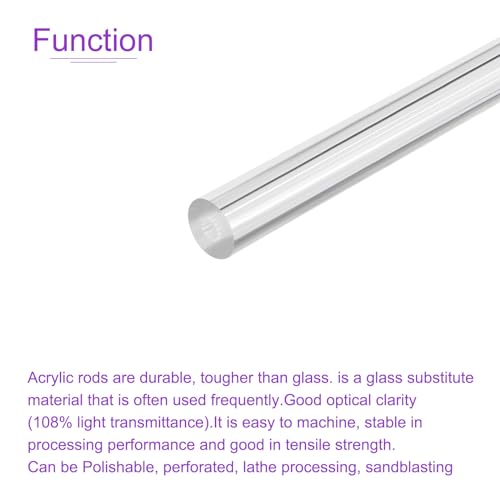 Image of DMiotech 2 Pack 1 /2 Inch x 10 Inch Acrylic Round Rod,Straight Light White Line Solid Plastic PMMA Bar Stick for DIY Crafts