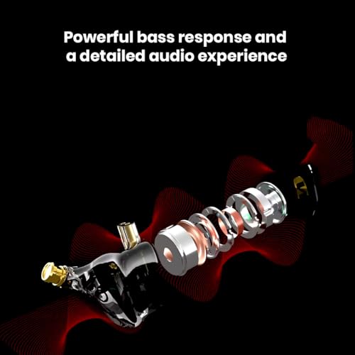 Image of ND NX2 IEM Wired in-Ear Monitor, 10mm Dynamic Driver with Passive Noise Cancellation, 0.78mm 2 Pin OFC Detachable Cable, HiFi Sound for Audiophiles & Gaming (Black (No Mic))