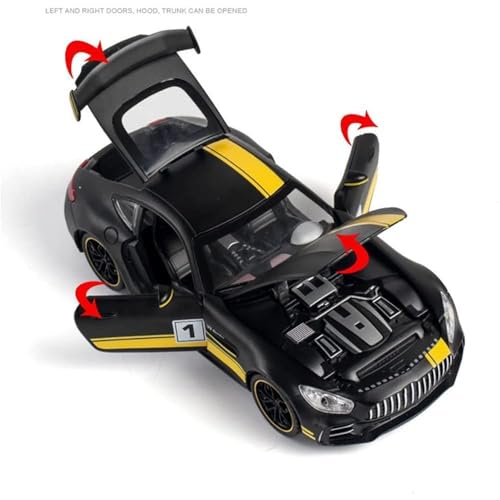 Image of LONGMIRE Metal Pull Back Diecast Car Pull Back Model with Sound Light Boys Gifts Toys for Kids Pack of 1, Multicolor (1:32 Benz GTR)