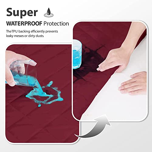 Image of BABYLEE Waterproof Cotton Quilted Mattress Protector Queen Size Breathable Hypoallergenic Noiseless Ultra Soft Fitted Bed Protector 78x60 inch Mattress /Bed Cover (Queen 78x60 inch | 6.5x5 ft, Wine)