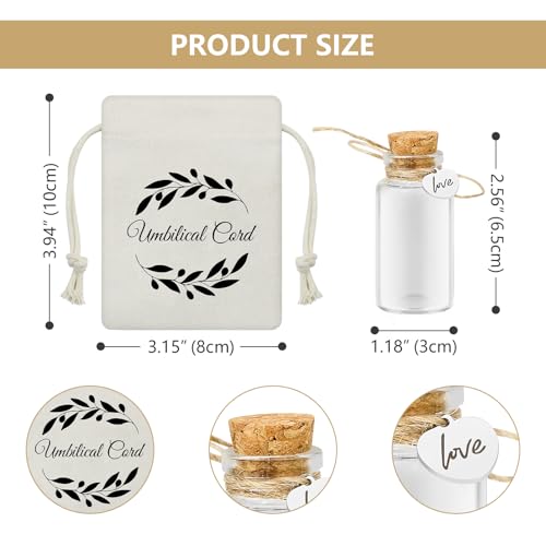 Glasflasche mit Korken zum Andenken an die Nabelschnur, Gefäß zur Aufbewahrung und Erinnerung an die Nabelschnur/das Haar des Fötus, Geschenk zur Taufe oder Babyparty für Neugeborene (love)