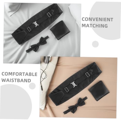 Set de accesorios para esmoquin hombre, 2 corbatines y 2 fajas negras miniatura 3