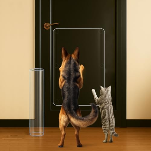 Heavy Duty Door Protector from Dog Scratching 16 x 30 Transparent PVC Pet Door Guard Protection Easy Install & Remove Custom-Cut Anti-Scratch Shield for Interior Doors Cat Damage Prevention 1-Pack