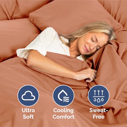 Image of King Size 4 Piece Sheet Set - Ultra Soft & Cooling Bed Sheets - Warm Peach | Fits 8 Inch to 16 inch Mattress, Wrinkle Free & Fade Resistant with Deep Pockets, Breathable, Comfy Hotel Luxury Bedding