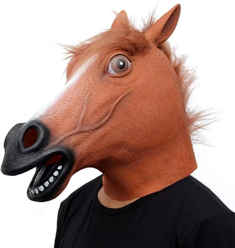 CreepyParty Novelty Halloween Costume Party Animal Head Mask - Brown Horse