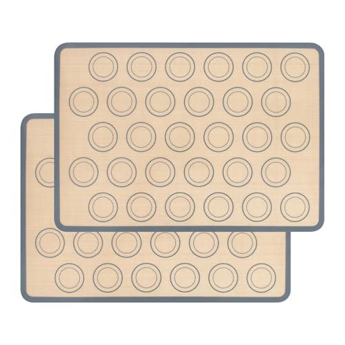Tapete para hornear,2 Unidades Tapete de Silicona Antiadherente para Hornear,Alfombrilla Horno Reutilizable,Esistentes al Calor,Lámina de Horno para Macaron, Galletas, Pasta, Pizza(42 x 29,5 cm)