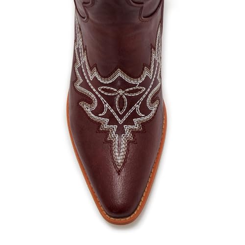 Image of Uillnoodu Wide Calf Cowboy Boots Women Knee High Tall Western Cowgirl Boots Adjustable Lace Up Plus Size Comfortable 2-Inch Heel