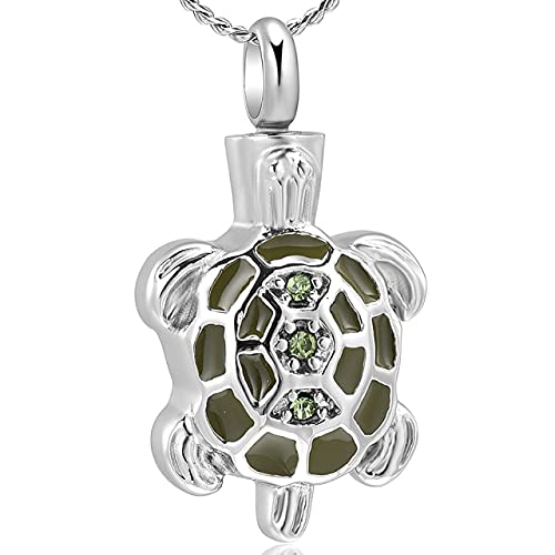 Collier urne de crémation tortue en argent, le cadeau commémoratif idéal pour un proche en deuil