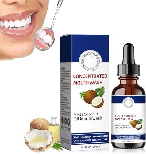 59ml Coconut Fresh Oil-Pulling Mouthwash, Coconut Oil Pulling for Teeth, Coconut Oil Mouthwash, Fresh Breath & Whitening Mouthwash for All Teeth Types (3)