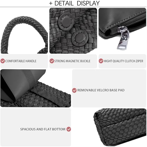 Image of JINMANXUE Woven Tote Bag for Women, Fashion Hobo Handbag, Travel Top-handle Shoulder Bag, Beach Underarm Bag with Purse