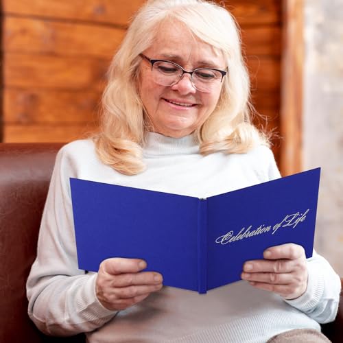 Yoirrat Funeral Guest Book Blue Celebration of Life Guest Book in Loving Memory Guest Book for Celebration of Life Decorations Funeral Sign in Guest Book Funeral Memory Book, Linen Cover, 9\" x7″ - Thumbnail 5