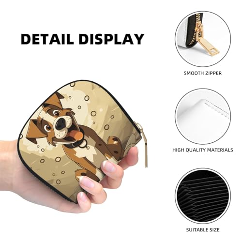 Cartoon Dog Bone Credit Card Holder Wallet, Leather Zipper Card Wallet For Women Ladies Rfid Blocking Card Case Small Coin Purse Accordion Wallet Gift4