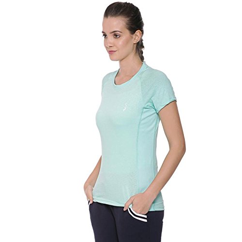 Image of PINACOLADA Solid Women Round Neck Light Sea Green Sports Jersey