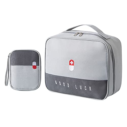 Botiquín, Bolsa de Emergencia Set, 2 Piezas, para el Hogar, Viajes, Camping, Actividades al Aire Libre, Gris Cover