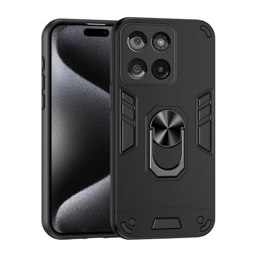 ILING Funda para Motorola Edge 60 Fusion/Edge 60 5G, Ultradelgado Mate Armor Carcasa con 360 Anillo Soporte Dura PC y Silicona TPU Bumper Antigolpes Cubierta Case (Negro)