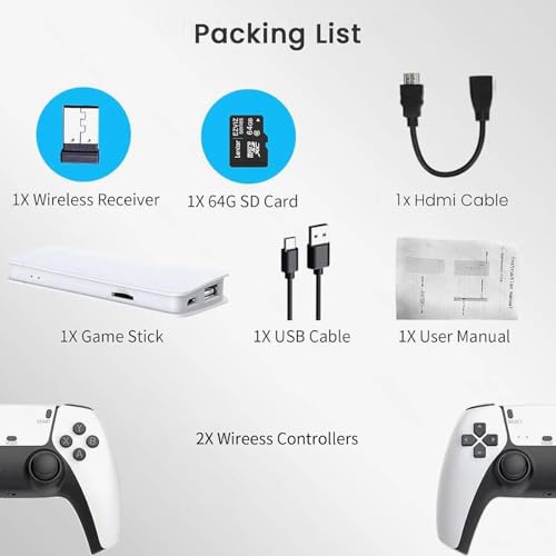 Wireless Retro Game Console,Retro Game Stick Plug And Play With 20000+ Games,23 Emulators,4K HDMI,Retro Handheld Game Console Dual Wireless Controllers,Great for Easter and Birthday Gifts - Image 7