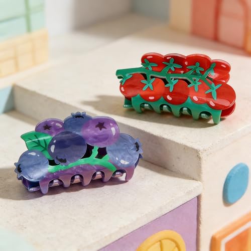 Set de 2 pinzas para el cabello con diseño de frutas miniatura 6