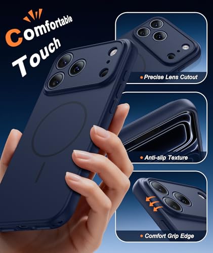 Image of FNTCASE for iPhone 17 Pro Max Case: [Compatible with Magsafe] Solid Blue Matte 17 Promax Magnetic Phone Cover with [Full Camera Protection] [Screen Protector] Military Grade Shockproof Protective