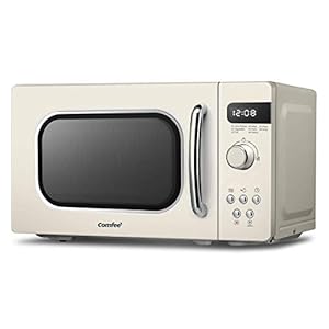 COMFEE’ Retro Style 800w 20L Microwave Oven with 8 Auto Menus, 5 Cooking Power Levels, and Express Cook Button – Apricot…