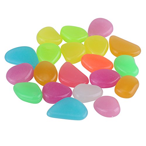 Fdit Luminous Cobblestones, 20Pcs Colorful Glow In The Dark Aquarium Decorative Stones for Aquarium Fish Tank DIY Garden Landscaping - Image 2