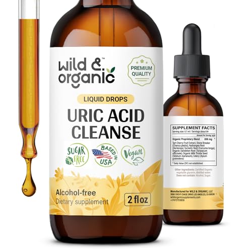 Wild & Organic Uric Acid Cleanse Drops - Tart Cherry, Turmeric, Chanca Piedra Stone Breaker Complex...